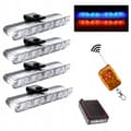 Miniatyrbillede 1 af 11: 4x LED-LAMPE BLÅ RØD BLINK ADVARSEL FJERNBETJENING 4xSMD I KOFANGER