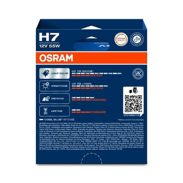 Strålkastarlampa - glödlampa - blinkerslampa Cool OSRAM INTENSE BLUE H7 NEXT GEN 5000K 55W 12V PX26D 2st
