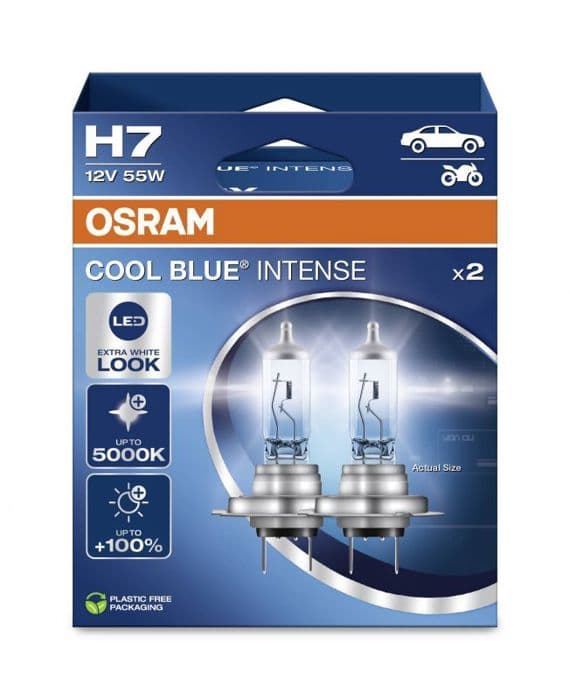Strålkastarlampa - glödlampa - blinkerslampa Cool OSRAM INTENSE BLUE H7 NEXT GEN 5000K 55W 12V PX26D 2st