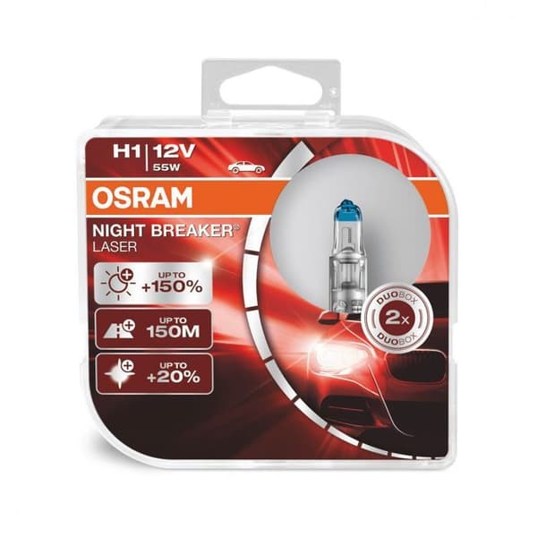 2 NIGHT BREAKER LASER H1 glödlampor för bilstrålkastare - Osram - Halogen 12V