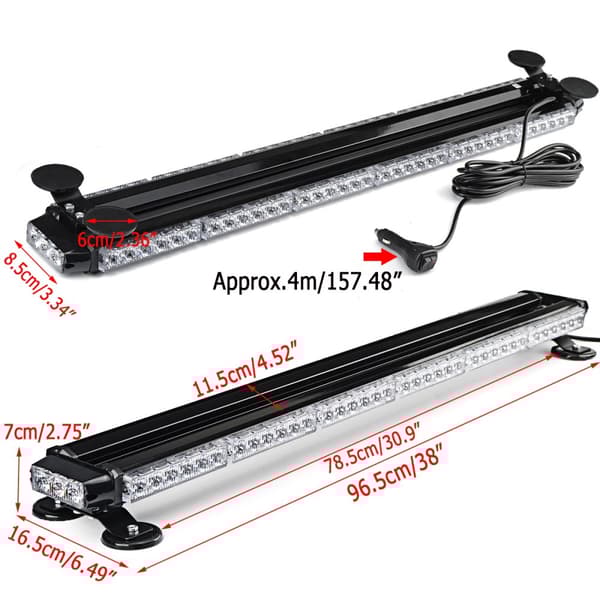 38 tuuman (96.5 cm) LED-varoitusvalo – kaksipuolinen keltainen suuntavilkku, 27 tilaa, IP65, 12V (auto, kuorma-auto, lumiaura, hinausauto)