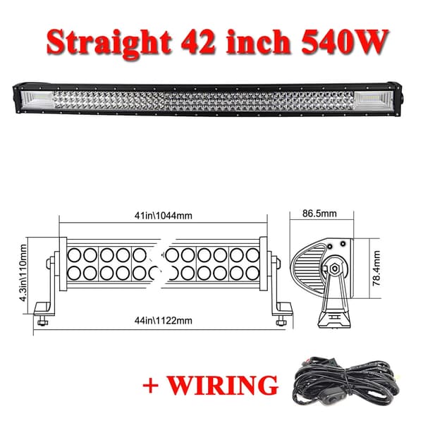 LED Lyskærm, 270W til 675W Effekt, Triple Row Design,42 tommer med ledninger