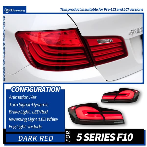 LED-takavalot BMW F10:lle, dynaaminen vilkku, LED-valkoinen peruutusvalo,A