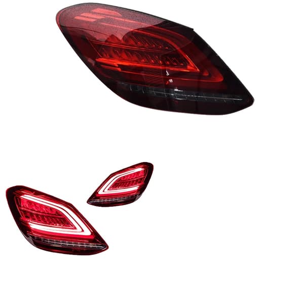 Bakljusmontering för Benz W205, dynamisk blinkersignal, LED-bromsljus,För 19-21Röd