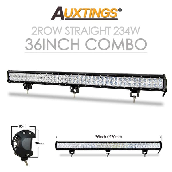 LED-ljusramp, dubbelradig design, 6000K färgtemperatur,36in 234W ingen kablage