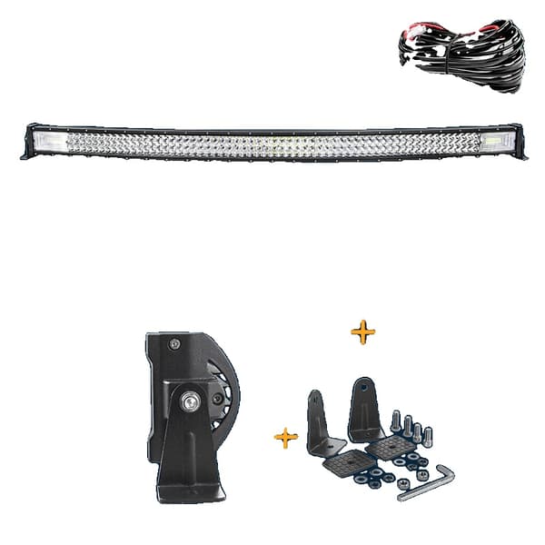 Böjd LED-ljusramp, 60° flod + 30° spotkombinationsstråle, finns i flera längder,52in Fäste1 Tråd