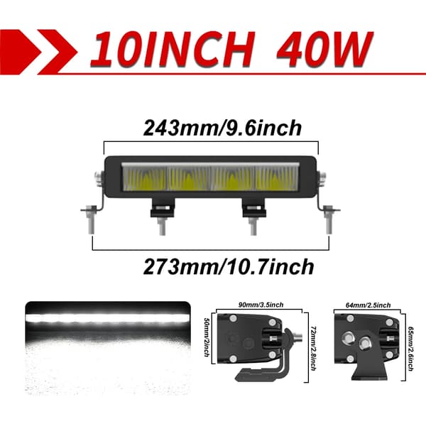 Off-Road LED Lygtebar, 6500K Lysstyrke, IP68 Vandtæt Vurdering,10 tommer