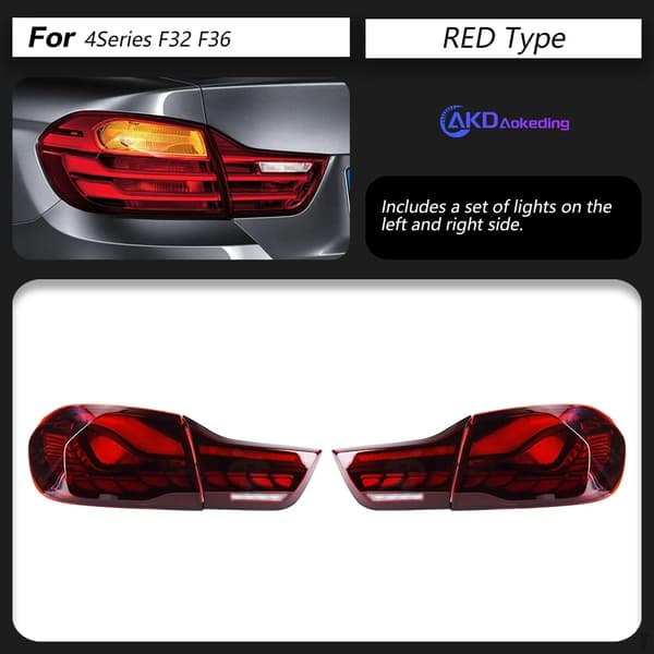 Baglygter til BMW F32 F36, LED-belysning, holdbar ABS-konstruktion,Et par, Rød