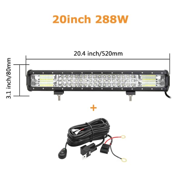 LED-ljusramp, 288W och 324W alternativ, vattentät IP67,288w med kabelkit