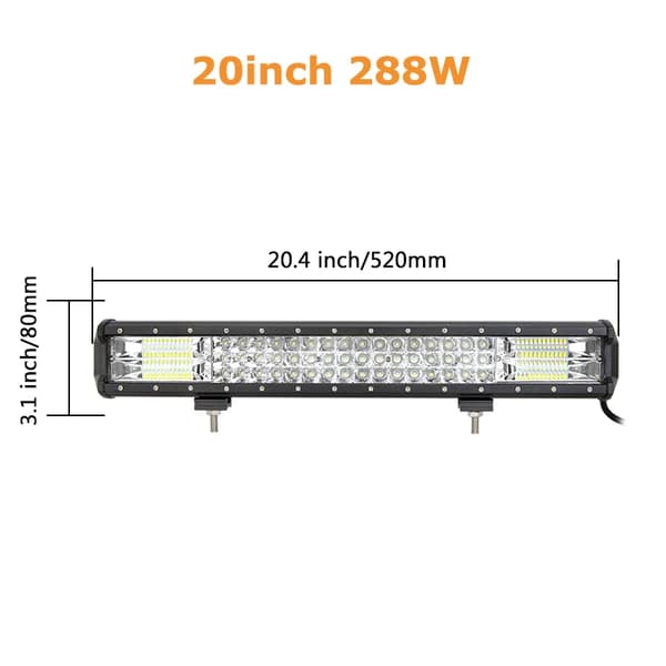LED-ljusramp, 288W och 324W alternativ, vattentät IP67,20 tum 288w
