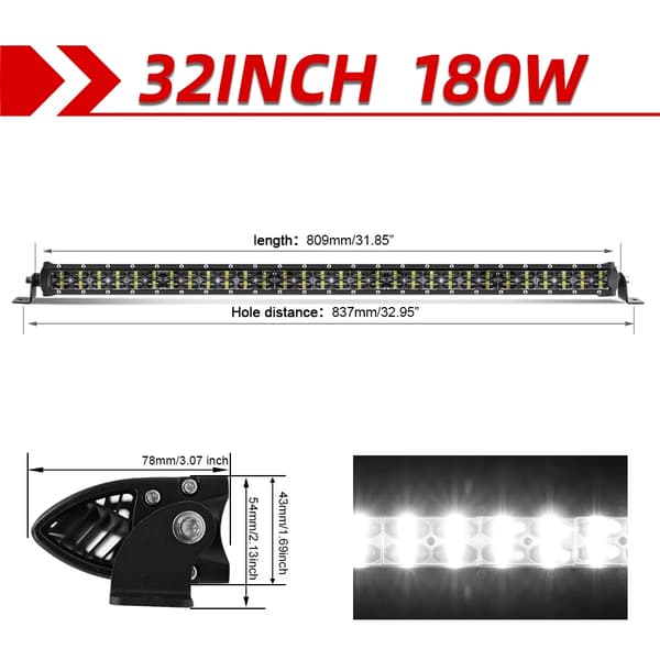 Off Road LED Ljuslist, Dubbelrad, 6000K-6500K Färgtemperatur, IP68 Skydd,32tum utan tråd