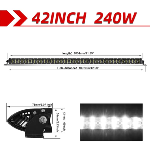 Off Road LED Ljuslist, Dubbelrad, 6000K-6500K Färgtemperatur, IP68 Skydd,42tum utan tråd