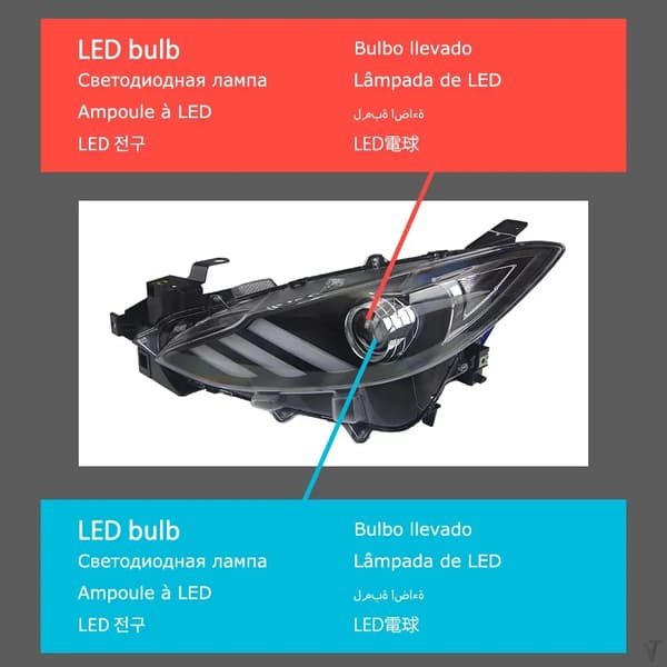 Mazda 3 Strålkastare, LED-ljusteknologi, Hållbart material,LED-lampa