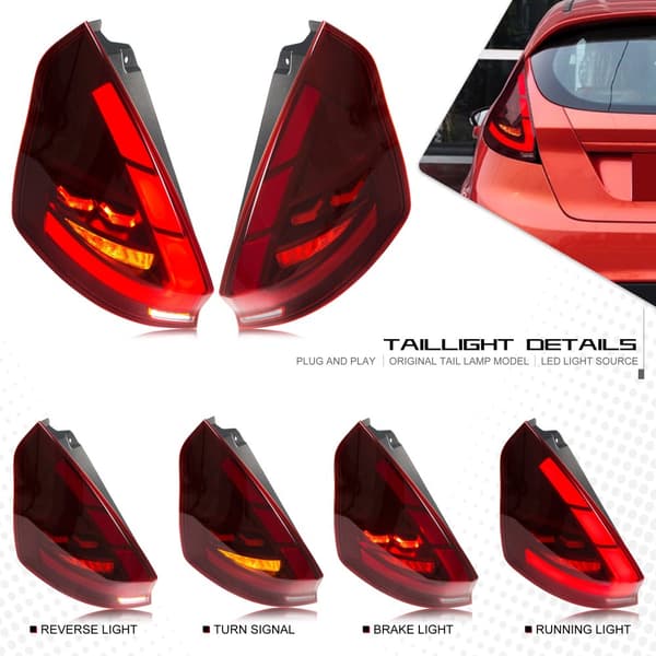 LED Bakljus för Ford Fiesta MK7/MK7.5, Vattentät Design, Sekventiell Blinkersignal, Lätt Installation