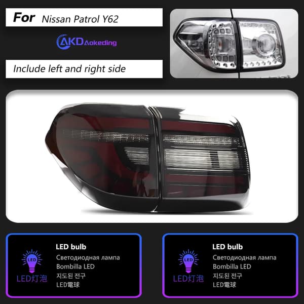 LED-takavalot Nissan Patrol Y62:lle, korkealaatuista PP-materiaalia, 12V jännite,musta
