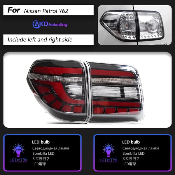 LED Bakljus för Nissan Patrol Y62, Högkvalitativt PP-material, 12V Spänning,Röd