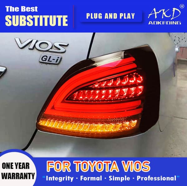 AKD Bakljus för Toyota Vios, 12V Spänning, Hållbart PP-material,Svart stil