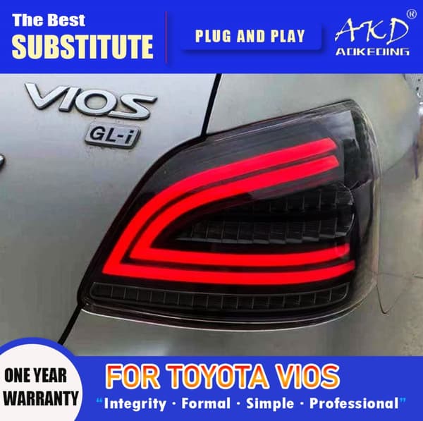 AKD Bakljus för Toyota Vios, 12V Spänning, Hållbart PP-material,Svart stil