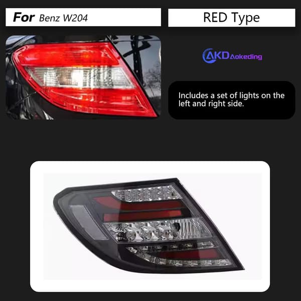 LED Bakljus för Benz W204, Röd Färg, 35w Effekt,Rök