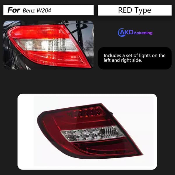 LED Bakljus för Benz W204, Röd Färg, 35w Effekt,Röd