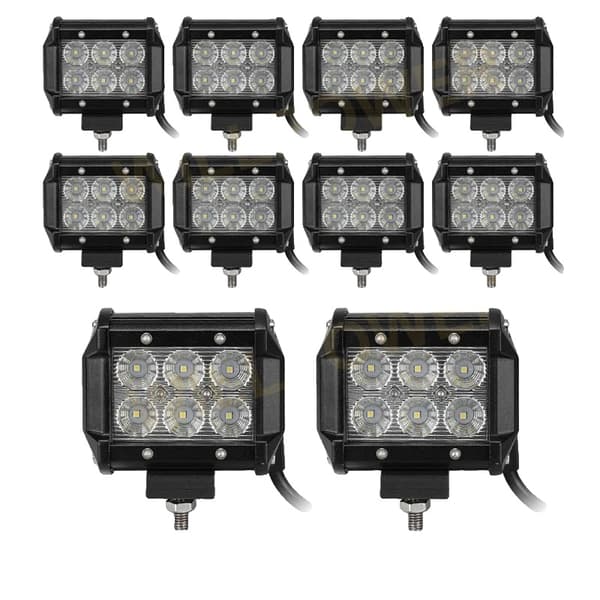 LED-ljusramp, hög ljusstyrka, dubbelradig design,10PCS 18W Flod