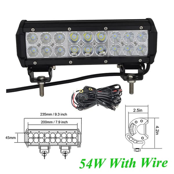 LED-ljusramp, hög ljusstyrka, dubbelradig design,1PC 54W Med Tråd