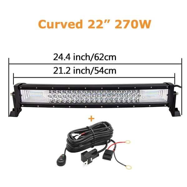 LED-ljusramp, böjd design, offroad-kapacitet,22tum 270w trådkit