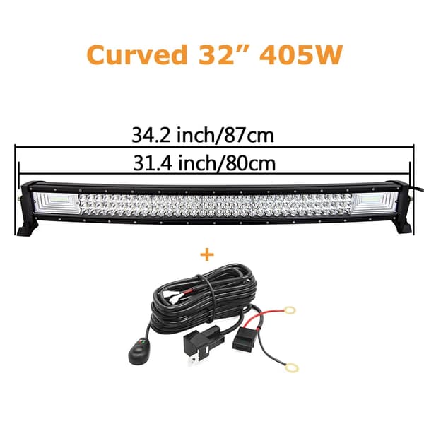 LED-ljusramp, böjd design, offroad-kapacitet,32tum 405w trådkit