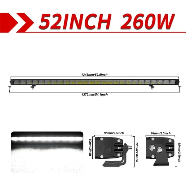 LED Light Bar, IP68 -klassificering, kombinationsstrålvinkel,52tum