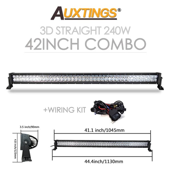 LED-valopalkki, 120W - 300W, 22 tuumaa - 52 tuumaa pituudet, yhdistelmävalokeilakuvio,42 tuumaa johdolla