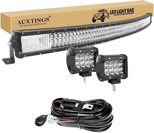 Kurvad LED-ljusramp, 270W-675W ljusstyrka, IP67 vattentålig klassning,52 tum 675W Tråd