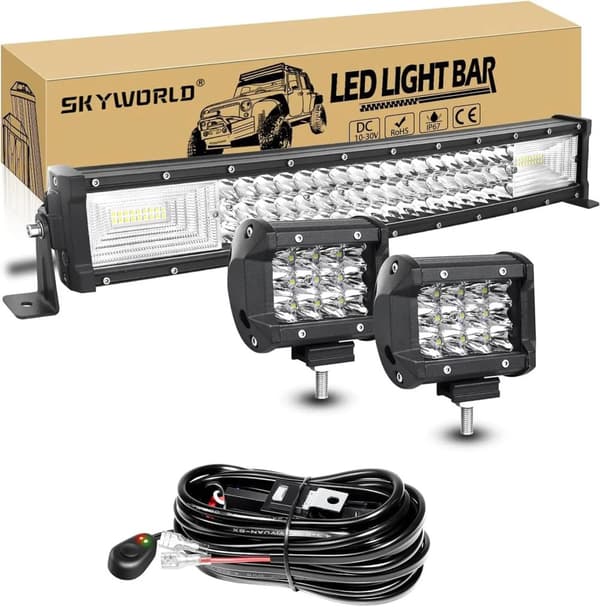 Kurvad LED-ljusramp, 270W-675W ljusstyrka, IP67 vattentålig klassning,22 tum 270W Tråd