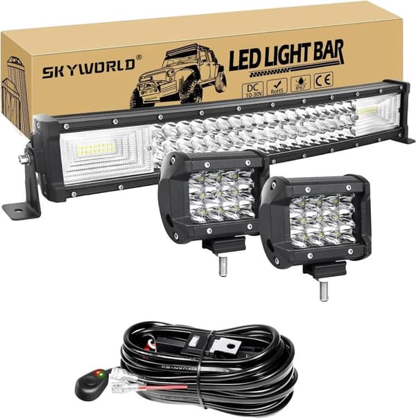 Kurvad LED-ljusramp, 270W-675W ljusstyrka, IP67 vattentålig klassning,22 tum 270W Tråd