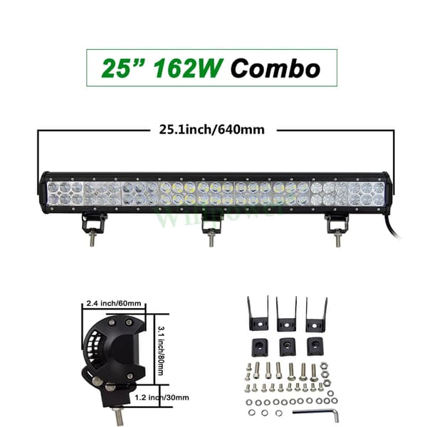 Offroad LED-ljusramp, 20 tum 126W, kombinerad stråle,25 tum 162W ingen kabel