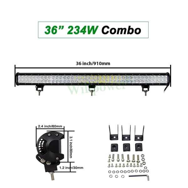 Offroad LED-ljusramp, 20 tum 126W, kombinerad stråle,36 tum 234W ingen tråd