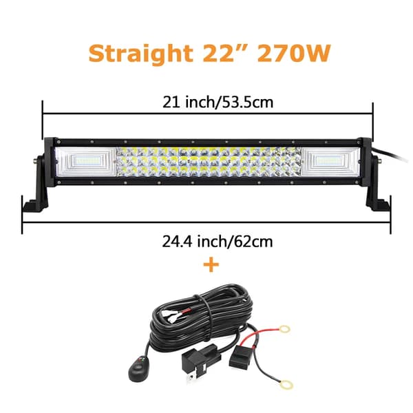 Offroad LED Lysbjælke, Holdbar 6000K Lysstyrke, Tredobbelt Række Design,21 tommer 270w ledning