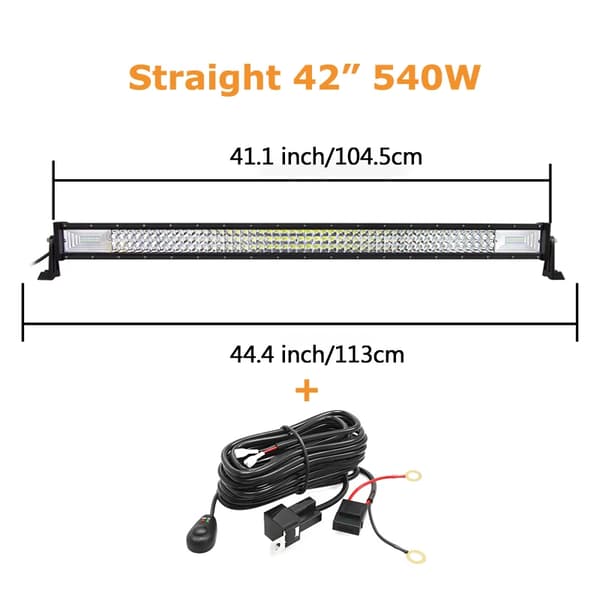 Offroad LED-ljusramp, Hållbar 6000K Ljusstyrka, Tredubbel Rad Design,42 tum 540w tråd
