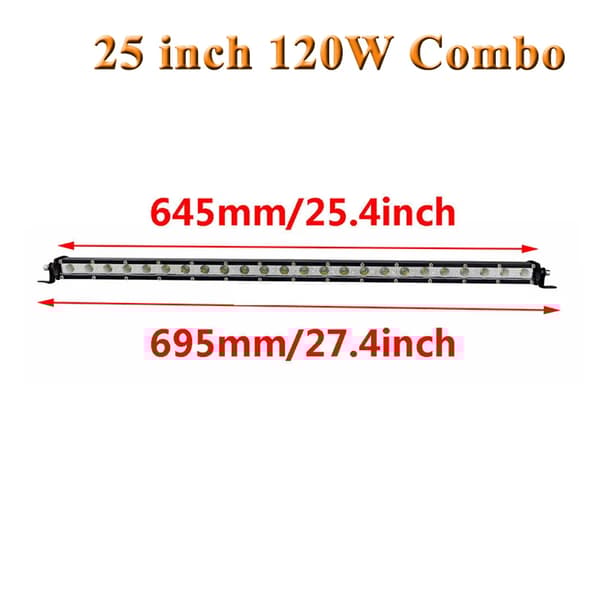 Slim LED-ljusramp, 90W 120W 150W 180W kraftalternativ, kombinationsstrålkastardesign,25 tum 120W Combo