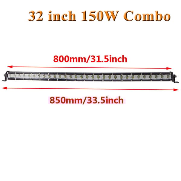 Slim LED-ljusramp, 90W 120W 150W 180W kraftalternativ, kombinationsstrålkastardesign,32 tum 150W Combo