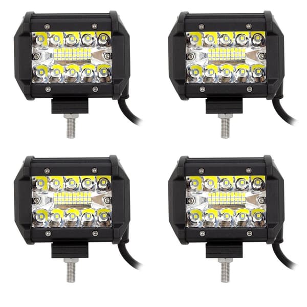 LED Arbetslampa, 60W Ljusstyrka, IP67 Vattentålig, Universell Passform,4 stycken spotljusstråle