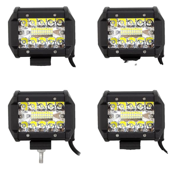 LED Arbetslampa, 60W Ljusstyrka, IP67 Vattentålig, Universell Passform,4 stycken spotljusstråle
