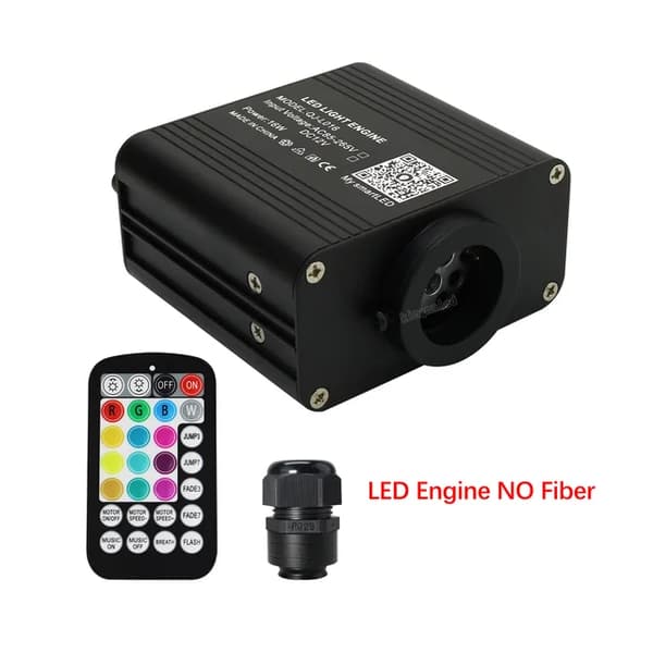 Fiber Optiska Stjärntakslampor, Twinkle Effekt, Smart APP Ljudkontroll, Bilkopplingsplugg, LED-motor NEJ Fiber