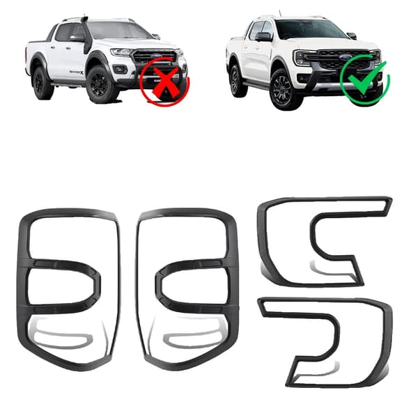 Bakljusöverdrag Trimskydd för Ford Ranger 2023, Matt Svart Finish, Hållbart ABS-material,1 set