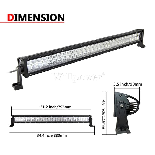 LED-ljusramp, vattentät, universell passform, 32 tum 180W