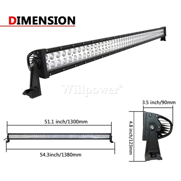 LED-ljusramp, vattentät, universell passform, 52 tum 300W