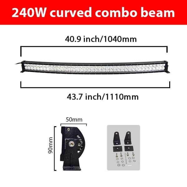 Böjd LED-ljusramp, hög effektalternativ (120W, 180W, 240W), väderbeständigt design,42 tum 240W