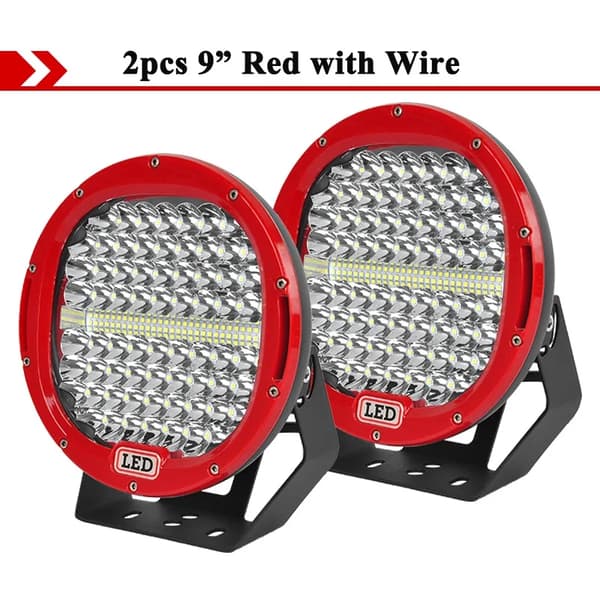 9" LED Arbejdslampe, 150W Effekt, Vandtæt IP68,2 stk. rød og ledning