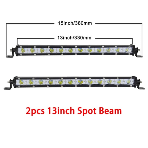 LED-ljusramp, Smal Design, Offroad Användning, 2 st 13 tum Spot Beam