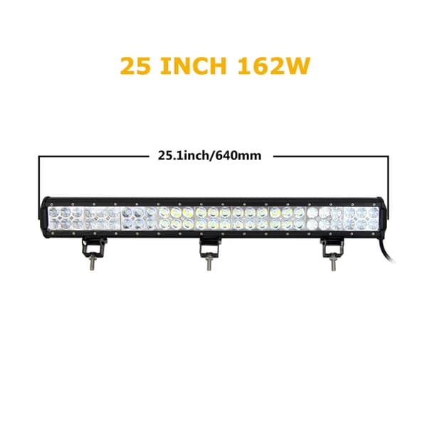LED Arbetsljusramp, 126W 288W Flod Spot Kombination, Offroad Lampa, 25 tum 162W utan tråd