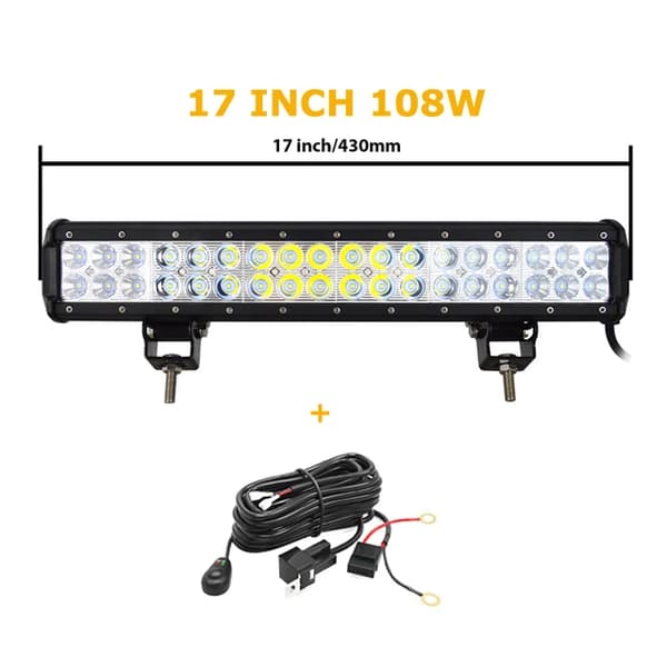 LED Arbetsljusramp, 126W 288W Flod Spot Kombination, Offroad Lampa, 17 tum 108W med sladd